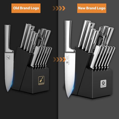 imarku Knife Set - 15PCS Kitchen Knife Set Japanese High Carbon Stainless Steel Knives Set for Kitchen, Dishwasher Safe Ultra Sharp Professional Chef Well Balance Utility Knives, Black - color: Black, size: 15 Pcs