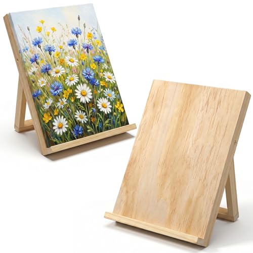 2 PCS Tabletop Easels for Painting, 11.8×8.5 Inch Art Easels for Painting | Foldable Desk Easel Portable 80 Degrees Adjustable Large Drawing Board for Canvas, Books and Artworks Storage