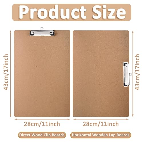 Jspupifip 2 Pack 11x17 Clipboards with Low Profile Clip, Extra Large Wood Clipboard Horizontal Art Drawing Board Vertical Wooden Clip Board Landscape Clipboard for Drawing Office School Supplies
