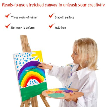 Stretched Canvas - 5x7, 8x10, 9x12, 11x14 (3 of Each) Total 12 Canvas Pack - 100% Cotton Blank Canvases for Oils Acrylics and Pouring - size: 12 Packs -4Sizes (3 of Each)