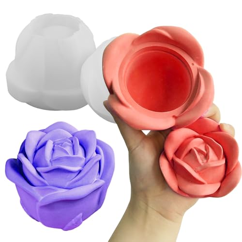 Wehous 3D Rose Box Mold with Lid, Flower Jar Bowl Resin Mold Silicone, Unique Candle Holder Container Storage Silicone Molds for Epoxy Resin, DIY Jewelry Trinket Holder Concrete Cement Craft Decor - color: Rose Box