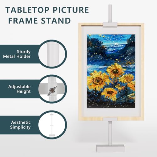Adjustable Tabletop Picture Frame Stand - Up to 29" Height, Frame Holder Stand Table Easels for Display, Metal Standing Easel Display Stand for Picture Frames, Artwork, Canvas (White) - color: White