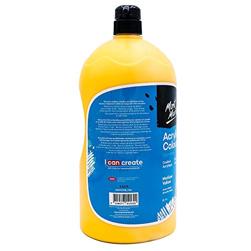 Mont Marte Discovery School Acrylic, 1/2 Gallon (2 Liter). Ideal for Students and Artists. Excellent Coverage and Fast Drying. Pump Lid Included. (Medium Yellow) - color: Medium Yellow