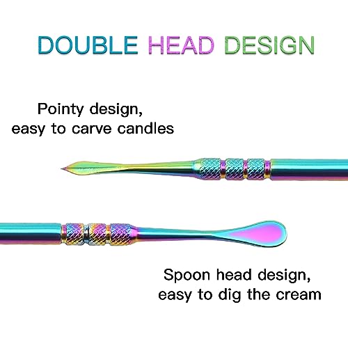 Joyangy 3PCS Wax Carving Tools, Stainless Steel Double-Headed Sculpting Kit, 4.6" Wax Modeling Engraving Spoons for Clay Pottery Molding Shaping, Rainbow - size: 3 Pack(Rainbow)