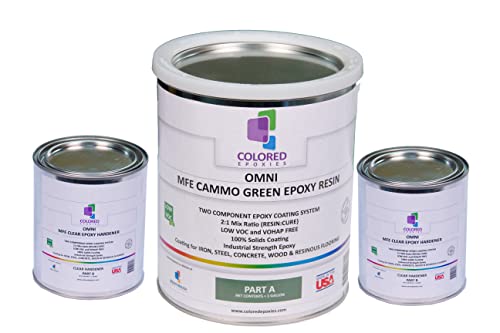 Colored Epoxies Cammo Green Epoxy Resin for Bar Tops, Table Tops, Wood, Concrete, Epoxy Art & Craft 1.5 Gallon - color: Cammo Green, style: 1.5 Gallon