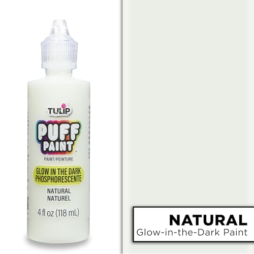 Tulip Puff Glow In The Dark Fabric Paint, Permanent Craft Paint for Clothes, DIY Projects, Notoxic, 4 fl oz, Glow Natural - color: GLOW NATURAL, size: 4 Fl Oz (Pack of 1)
