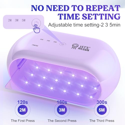 Bundle Set of UV Light Purple and Cabochon Gems Resin Molds, 36 Cavities Thicker&Shiny UV Resin Molds Jewelry with 16 pcs Pendant Trays, Epoxy Molds forPendant,Earrings