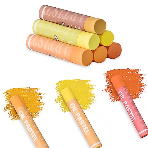Mifuner Soft Oil Pastels Set (6 Sticks,6 Colors),Colors Heavy Oil Pastels Vibrant and Creamy,Pastel Art Supplies for Artists,Gallery Oil Painting Stick for Adult Art Drawing. Yellow - color: Pastel-6pcs Yellow