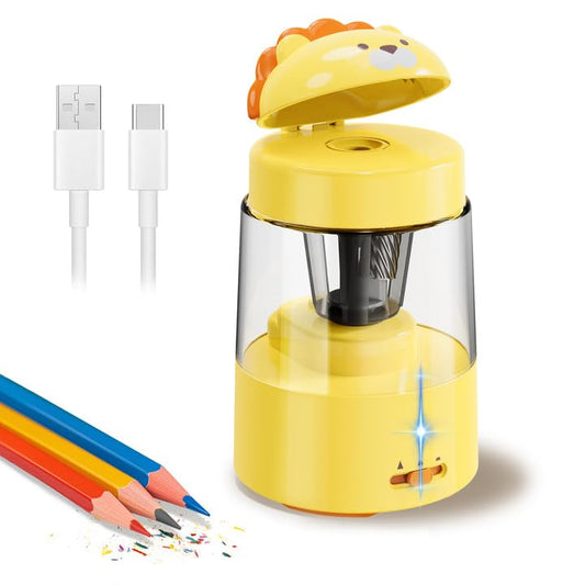 ZMOL Electric Pencil Sharpeners, Lion Pencil Sharpener for Colored Pencils, Auto Stop, Kids Portable Pencil Sharpener for Rechargeable Battery Operated No.2/(6-8mm), Home/Classroom/Office - color: Yellow
