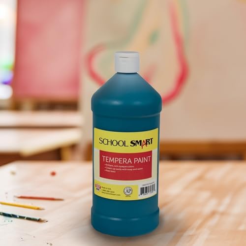 School Smart Tempera Paint, Turquoise, 1 Quart Bottle - color: Turquoise