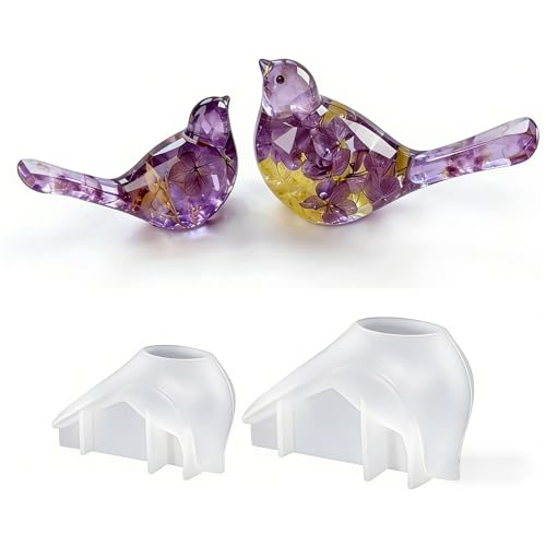2PCS Bird Resin Molds Silicone, 3D Bird Silicone Mold Set for Epoxy Resin Casting, Animal Resin Molds for Flowers Preservation, Soap, Candle Making, Spring Decor & DIY Crafts
