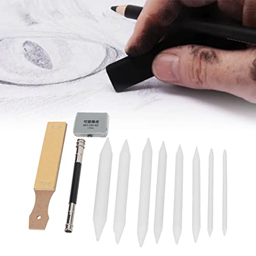 3 Sets Blending Stumps Tortillions Paper Drawing Tools for Artist Charcoal Sketching - Smooth Blending, Sanding Board Sharpening, Ideal for Students and Beginners