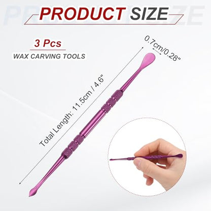 MECCANIXITY 3 Pcs Wax Carving Tools Stainless Steel 4.6 Inch Double-Headed Wax Carving Sculpting Tools for Modeling Sculpting Shaping, Purple - color: Purple