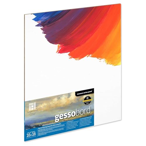 Ampersand Art Supply Museum Series Gessobord | 16x16 | 1/8" Flat Profile | Gesso Wood Painting Panel for Oil and Acrylic Paint & Mixed Media | Canvas Panel Alternative in Professional Art Supplies - size: 16" x 16", style: 1/8 Inch Depth