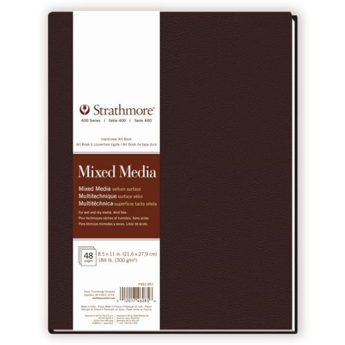 Strathmore 400 Series Mixed Media Paper Art Book, Matte Brown Cover, Natural White, Hardbound, 24 Sheets, 8.5x11 inch - size: 8.5x11 inch, style: Hardbound
