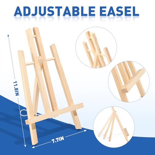 ESRICH 234 Pack Canvas with Easel Set 8 x 10 in Canvas Boards with 11.8 in Wooden Easels, Paint Brushes Canvas Panel Painting Kit for Acrylic Oil Watercolor Beginners Art Crafts Sip and Paint Party - style: 234PCS