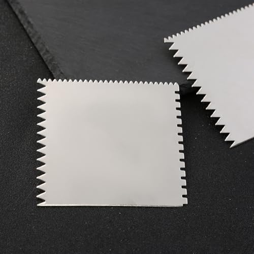 GSHLLO 2 Pcs Stainless Steel Pottery Scraper Set Serrated Clay Rib Tool Metal Square Ceramic Tool Clay Cutter Scraper Ceramic Sculpture Modeling Tools Pottery Texturing Tools