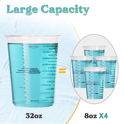 LET'S RESIN Resin Mixing Cups, 45pcs 32oz(1000ml) 2 Scales Accurate Paint Mixing Cup with Protective Gloves, Sturdy & Thick Disposable Measuring Cups for Paint, Pigments, Art, Auto Resin Mixer - size: 1000ML