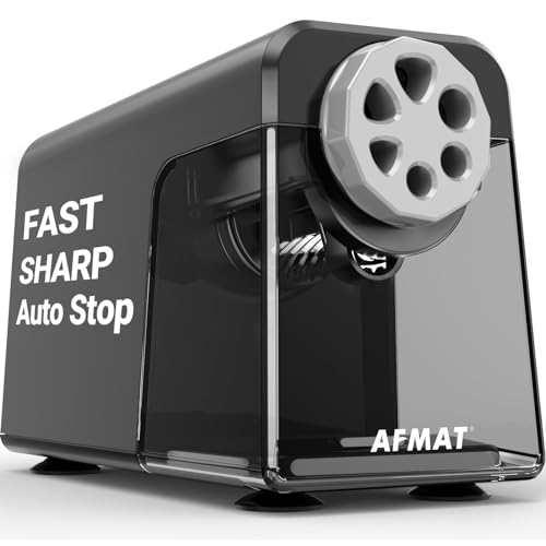 AFMAT Electric Pencil Sharpener Heavy Duty, 6 Holes, Auto Stop Pencil Sharpener, Classroom Electric Sharpener for 6-11mm Colored Pencils, 7000 Sharpenings, Fast Sharpen, Do not Eat up Pencils PSX1 - color: Gray