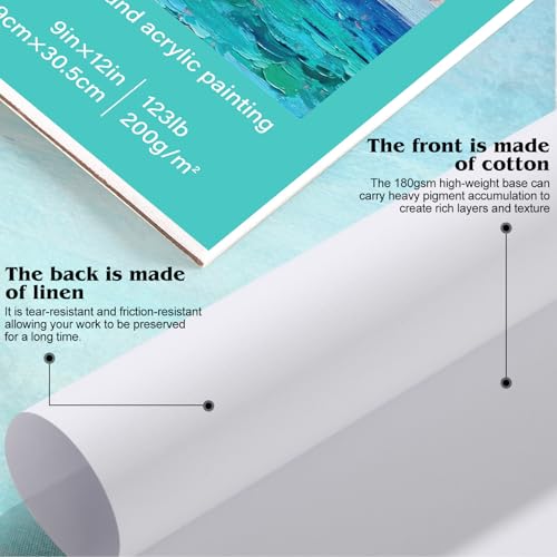 Prudiut 25 Sheets Canvas Paper Pad 9x12 Inches, 180GSM Canvas Sheets Glue Bound Canvas-Textured Surface for Acrylic Oil Painting - Studio Painting Adults Kids Classroom Projects Students Art Hobbyists