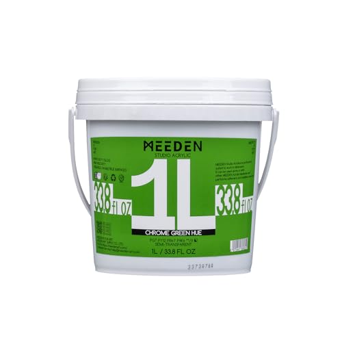 MEEDEN Chrome Green Acrylic Paint: 1 L /33.8 oz Heavy Body Gloss Non-Toxic - Thick Art Paints for Canvas Crafts Painting - color: Chrome Green Hue - 1L