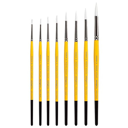 KINGART Premium 8 pc. Gold Grip 7950 Series Round Artist Brush Set, White Nylon Synthetic Hair for Face Painting, Fabric, Ceramics, Short Handle, 8 Sizes: 0, 1, 2, 3, 4, 5, 6, 8 - size: Set of 8 (Sizes 0, 1, 2, 3, 4, 5, 6, 8)