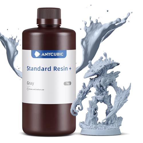 ANYCUBIC Upgraded Standard 3D Printer Resin, 405nm SLA Fast UV-Curing Resin, High Precision & Rapid Photopolymer for 8K Capable LCD/DLP/SLA 3D Printing (Grey, 1000g) - color: Grey, size: 1kg