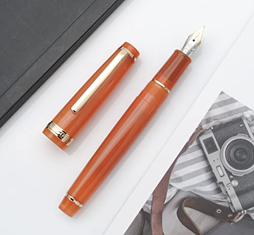 JINHAO 82 Fountain Pen with Gold Clip (F Nib 0.5mm, Transparent Brown) - color: Transparent Brown