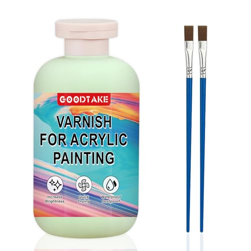 GOODTAKE Varnish for Acrylic Painting, Polycrylic Clear Gloss, Gloss Varnish for Clay, Acrylic, Paint, Diamond Painting, Wood - Non-Yellowing, Non-Toxic, Polyurethane Clear Gloss (Clear, 4 Ounces) - size: 4 Ounces