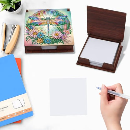 Diamond Painting Kit memo Box, Diamonds Art DIY Dragonfly Patterns Sticky Note Box Special Shape Drill, with 160 Sticky Note, Ideal for Home Office Supplies, Handicrafts, Holiday Gifts - color: Dragonfly