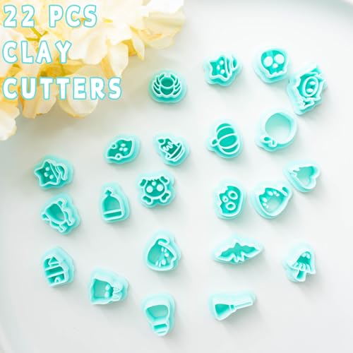 Tainsky Halloween Polymer Clay Cutters, 22 Shapes Halloween Studs Clay Earrings Cutters (Studs-B) - color: Studs-B