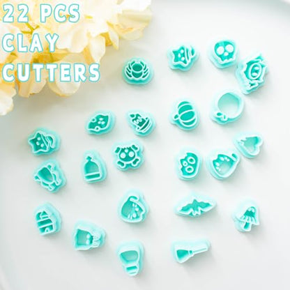 Tainsky Halloween Polymer Clay Cutters, 22 Shapes Halloween Studs Clay Earrings Cutters (Studs-B) - color: Studs-B
