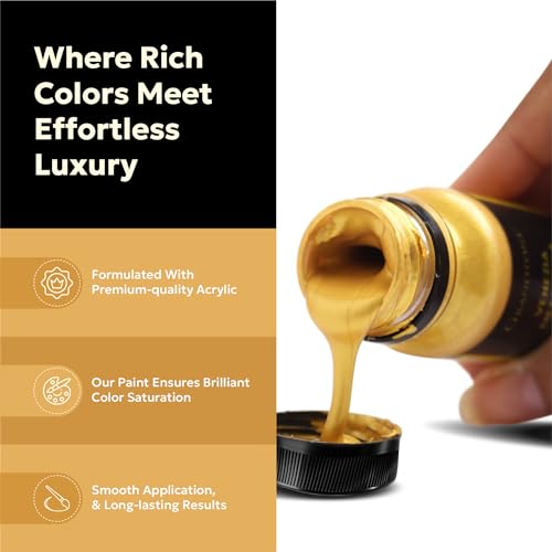 GRANOTONE Acrylic Venezia Metallic Gold Paint 1.69 fl oz Shimmering Non Fading 50 ml Colour Rich Pigments Non Toxic for Kids Artists and Beginners Made in India - color: Gold 50ml