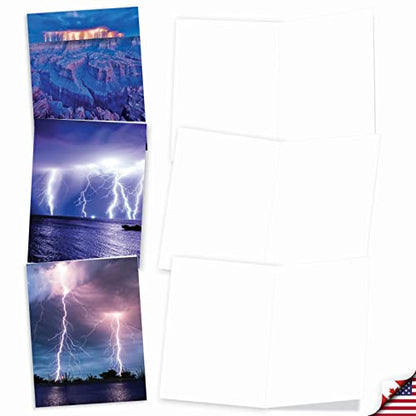The Best Card Company - Box of 10 All Occasion Cards Blank (4 x 5.12 Inch) - Scenic Landscape Cards Assorted - Bolts of Beauty M4621OCB-B1x10 - style: Bolts of Beauty