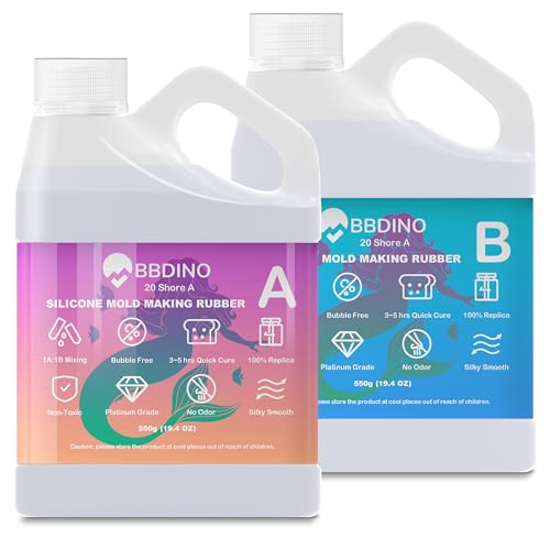 BBDINO Silicone Mold Making Kit 20A Silicone for Mold Making, Silicone Mold Making Translucent 38.8 Oz, 1A:1B by Volume, Liquid Silicone for Molds Making of Resin, Soap, Wax, Clay, Concrete etc. - size: 38.8 Oz