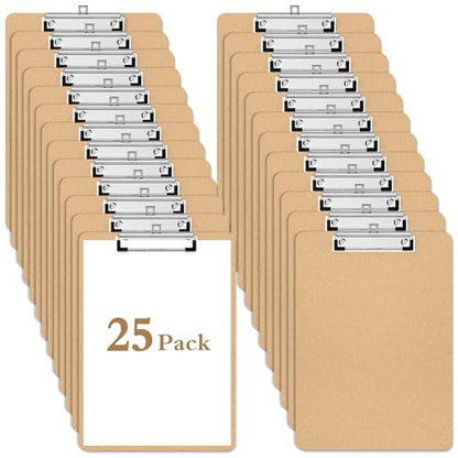 Piasoenc Wood Clipboards 25 Pack, 8.5 x 11 Letter Size Clip Board | 3mm Thick MDF, 9 x 12.5 in Size for Classroom, Teachers, Student, Back to School, School & Office Supplies