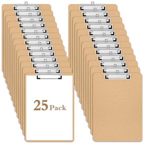 Piasoenc Wood Clipboards 25 Pack, 8.5 x 11 Letter Size Clip Board | 3mm Thick MDF, 9 x 12.5 in Size for Classroom, Teachers, Student, Back to School, School & Office Supplies