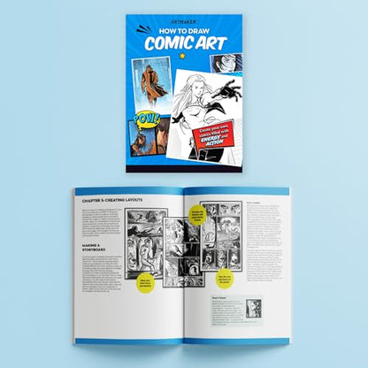 Art Maker: How to Draw - Comic Art - Complete Starter Kit, Studio Set, Instruction Book, Sketchbook, Dual-Tip Markers, Stickers & Drawing Tools, Adult