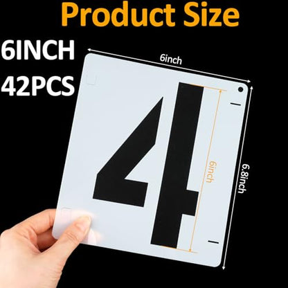 42 PCS Letter Stencils for Painting, Spray Paint Stencil, Alphabet Stencils for Crafts Reusable on Wood, Wall, Rock, Fabric, Sign, School DIY Art Projects （6 Inch - size: 6 Inch