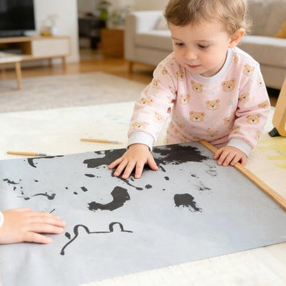 2 Pieces Kids Magic Water Drawing Poster, Reusable Mess-Free Water Doodle Mat with Teak Wood Frame, Large Water Painting Cloths Included, Educational Art Toy Gift for Toddlers Boys & Girls