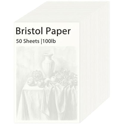 gisgfim 50 Sheets Bristol Paper Smooth 11×14 inches 100lb/270g Artist Paper for Adults and Students Markers Pen and Ink - size: 11×14