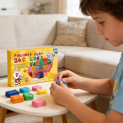 24-Color Self-Hardening Dough Toys - Air Dry Clay Kit, Kids Modeling Sculpting Foam with Sculpt Tools, Magic Crafting Pack, DIY Educational Slimes Set, Colorful Medium for School Art Projects
