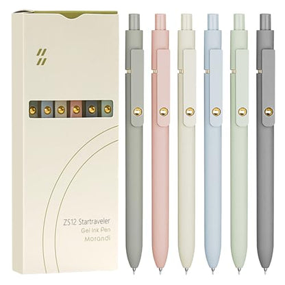 UIXJODO 6 Pcs Gel Pens 0.5mm Quick Dry Black Ink Pens Fine Point Smooth Writing Pens, Cute Office and School Supplies Gifts for Women Teacher Students (6 Pcs Morandi Gold) - color: 6 Pcs Morandi Gold