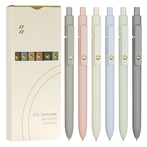 UIXJODO 6 Pcs Gel Pens 0.5mm Quick Dry Black Ink Pens Fine Point Smooth Writing Pens, Cute Office and School Supplies Gifts for Women Teacher Students (6 Pcs Morandi Gold) - color: 6 Pcs Morandi Gold