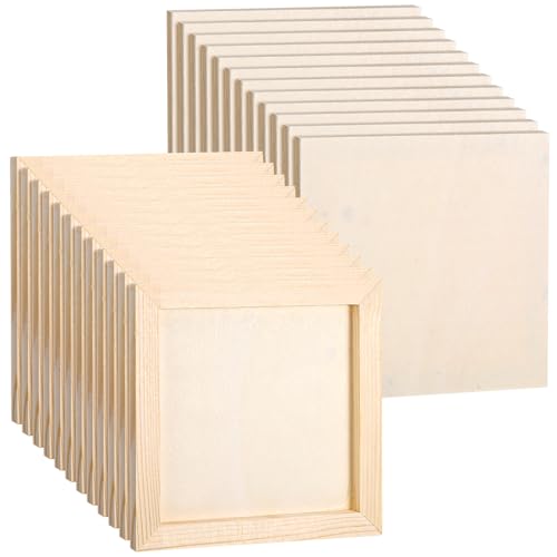 24 Pack Wood Panel Boards, 6 x 6 Inch Unfinished Wooden Panels Canvas Panels for Art Crafts Painting Crafts DIY Oil Painting Pouring Art Projects