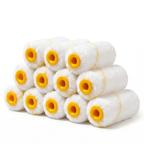 Paint Roller Covers, 12 Pack, 2 Inch Mini Rollers for Painting, 3/8" Nap Microfiber Covers, Small Roller Covers, House Painting Supplies for Walls, Window Frame, Cabinets & DIY Projects