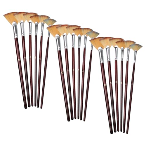 GSHLLO 18 Pcs Fan Shaped Paint Brush Set Flat Nylon Watercolor Brushes Assorted Size Oil Painting Brushes Wooden Handle Artist Painting Brush Soft Acrylic Paint Tools for Canvas Paper