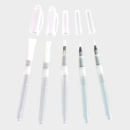 5Pcs/Set Watercolor Brush Pen - Portable Water Brush Pens Easy Refill, Refillable, Washable Nylon Paint Brush, Perfect for Hobbyists, Beginners & Artists, Drawing Painting Art Supplies