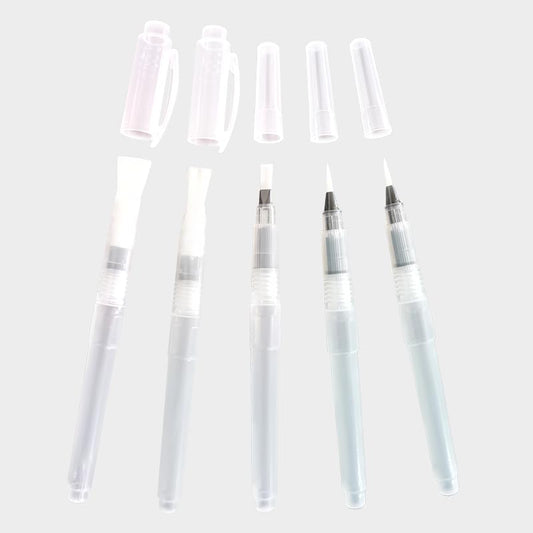 5Pcs/Set Watercolor Brush Pen - Portable Water Brush Pens Easy Refill, Refillable, Washable Nylon Paint Brush, Perfect for Hobbyists, Beginners & Artists, Drawing Painting Art Supplies