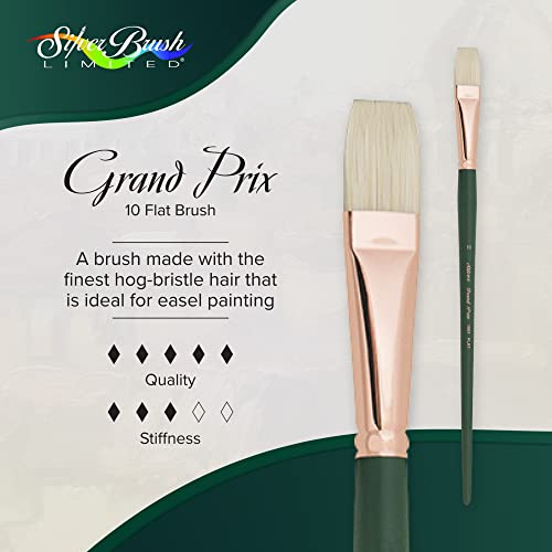 Silver Brush 1001-10 Grand Prix Premier Long Handle Hog Bristle Brush, Flat, Size 10 - size: Size 10